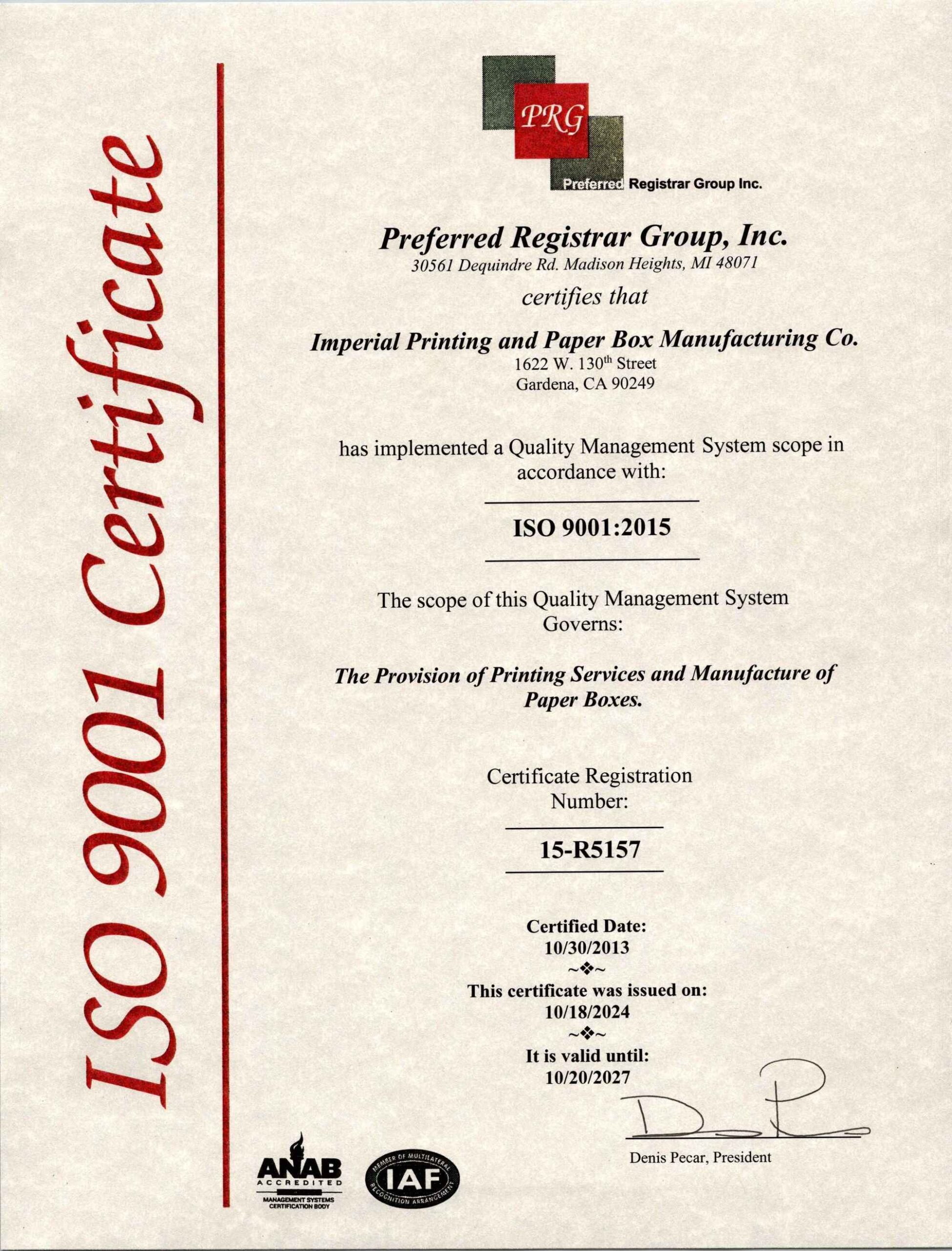 ISO Certificate 2024-27